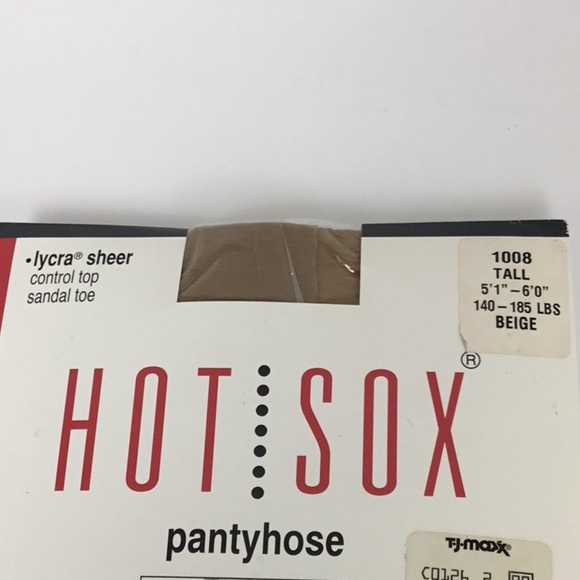 Vintage Hot Sox Sheer Control Top Beige Pantyhose - Picture 2 of 4